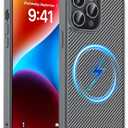 Magnetic for iPhone 14 Pro Max Case, Anti-Scratch Carbon Fiber Texture-Compatible with MagSafe - Military Grade Drop Protection - Slim Shockproof Phone Cover 6.7", Gray