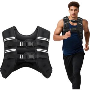 Weighted Vest, 6lb/8lb/12lb/16lb/20lb/30lb for Men, Women with Reflective Stripe, Weight Vests Adjustable for Workout, Strength Training, Running, Fitness, Muscle Building, Weight Loss (Black) Weighted Vest, 6lb/8lb/12lb/16lb/20lb/30lb for Men, Women with Reflective Stripe, Weight Vests Adjustable for Workout, Strength Training, Running, Fitness, Muscle Building, Weight Loss (Black)