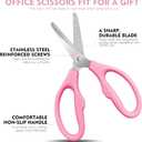 3 x Pink Scissors for School Multipurpose Stylish: 5 inch - Comfort Grip - Stainless Steel - Scissors with Home - Office - for Cutting Paper - Open Envelopes - Cut Tape