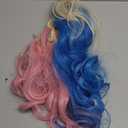 WECAN Pink and Blue Long Curly Wigs for Women - Cosplay & Halloween Party - Synthetic Fibers - Suicide Squad Harley Quinn Wig (26 Inch)