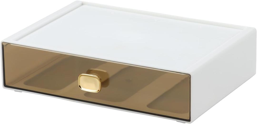 Spacious Desktop Storage Box, 1 Large Storage Drawer, Stackable Office Desk Drawer Organizer and Accessories, Printer Paper Organizer, White Plastic Drawers for Workspace & Home