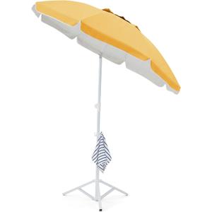 JEAREY 6.5ft Sun Shade Umbrellas, Portable Umbrella with Stand, Lightweight Sun Protection Free Standing Sport Umbrella for Outdoor Sports, Camping, Fishing, Patio, Beach, Yellow