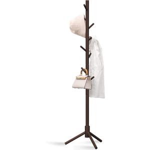 Z&L HOUSE Coat Rack Freestanding, Pure Natural Solid Wooden Coat Tree, 8 Hooks And Adjustable Height Floor Hanger, Used In The Bedroom Living Room Office To Hang Clothes, Hats, Bags