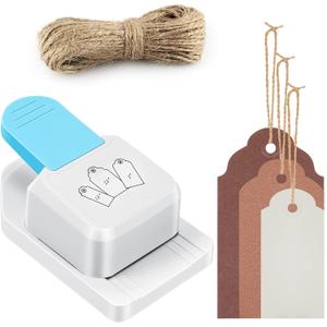 Lewtemi 3 in 1 Craft Tag Punch Gift Paper Punch Small Hole Punch for Tag Scrapbooking Supplies 1.5/2/ 2.5 Inches Craft Puncher with Rope for Paper Crafting Scrapbooking Cards DIY Arts(Round Style)