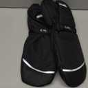 MCTi Kids Mittens Waterproof Winter Ski Warm Sherpa Lined Long Cuff with String (Black, Small(Fits 12-16 Years))