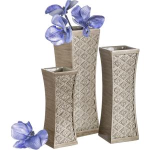 Creative Scents Dublin Silver Vases Set of 3 - Centerpieces for Dining Room Table, Decorative Vases Home Decor Accents for Living Room, Bedroom, Kitchen, Coffee Table Decor - Packaged in Gift Box