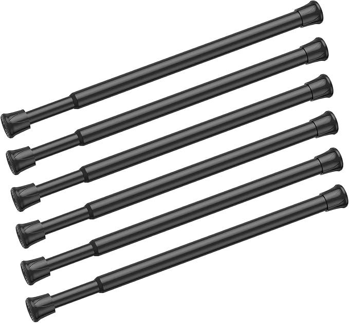 Tension Curtain Rod Spring Tension Black 28-46Inch adjustable Curtain Rod 6PCS small Tension Rod of Small Window Cupboard Kitchen Closet