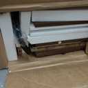 RUSTOWN Farmhouse Bathroom Wall Cabinet with 2 Door, 3-Tier Curved Profile Wooden Medicine Cabinet, Wall Mounted Storage Cabinet with Adjustable Shelf and Towel Bar (Dark Walnut, Small)