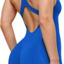 AUROLA Power Romper for Women Workout Yoga Gym Seamless One Piece Racerback Jumpsuit Tummy Control Padded Sports Bra, Medium