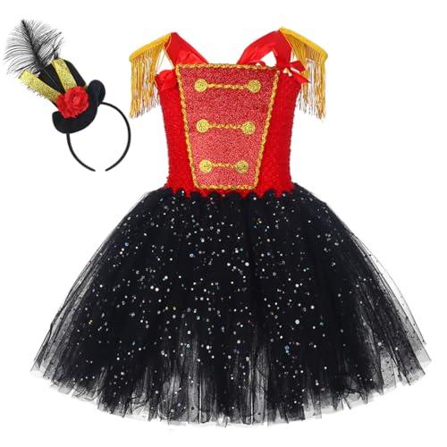 Tutu Dreams Christmas Circus Costume for Girls Kids America Drum Majorette Dress with Ringmaster Hat Carnival Pageant For 4-6Y