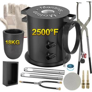 MMasters 18KG Propane Metal Smelting Furnace Kit with Gloves, 2500 High-Efficiency Smelter Foundry for Gold, Silver, Copper, and Aluminum, Ideal for Jewelry Making & Metal Casting