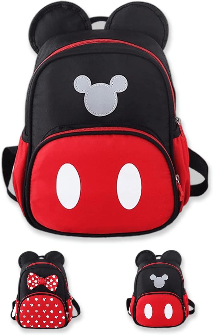 Cute Mini Backpacks, Red Cartoon Bag, Mouse Ears Bowknot Travel Daypack (10.28.3inch, Boy Red-1)