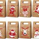 AmazingSpark 24 Pcs Red and White Kraft Paper Gift Boxes Christmas Candy Gift Treat Bags Holiday Gifts Birthday Decoration for Xmas Party Winter Supplies Theme Event, 6.1 x 3.9 x 2.4 Inches