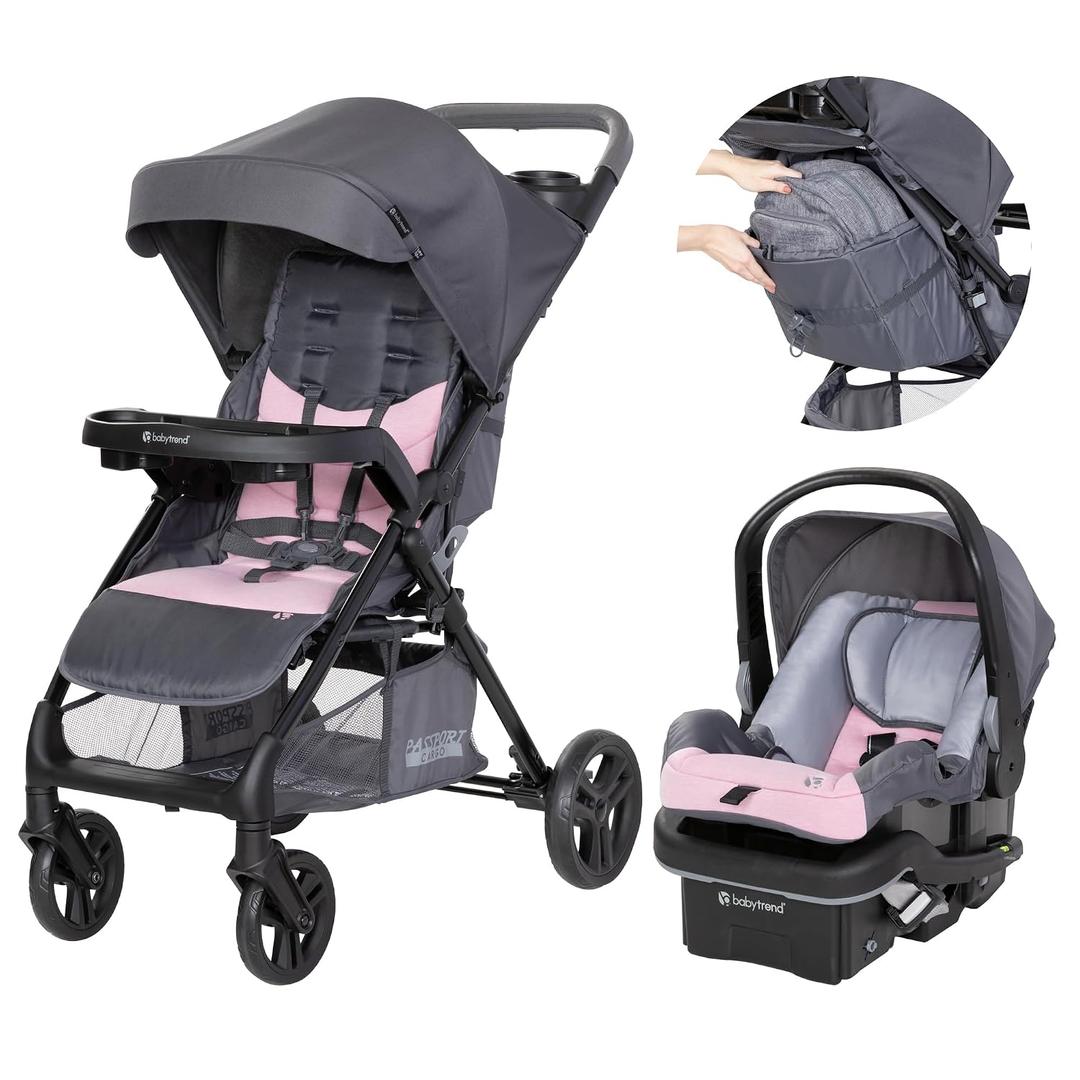 Baby Trend Passport Cargo Stroller Travel System with EZ-Lift Plus Infant Car Seat, Pink Bamboo MFD: 10-2025
