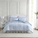 Laura Ashley- Twin Comforter Set, Cotton Reversible Bedding Set with Matching Sham(s), Farmhouse Home Dcor (Bedford Blue, Twin)
