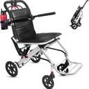 Lightweight Transport Wheelchair with Telescopic Handle, Folding Travel Wheelchairs for Adults Seniors Kids, Portable Padded Transport Chair, Support 200lbs