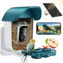 Bird Feeder with Camera, Solar Powered Outdoor Birdhouse, AI Smart Identify 10000+ Birds Species, Instant Motion Detection & Alerts, Watching & Capture BirdVideo, Gifts for Bird-Lovers(Cyan-Blue)
