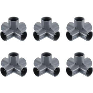 uxcell 3/4" PVC Fittings, 6 Pcs 5 Way Elbow Connector Elbow PVC Furniture Fittings Corner Fitting for Water Supplies PVC Furniture DIY Shelf Greenhouse Tent Connection, Grey (0.75 Inch)