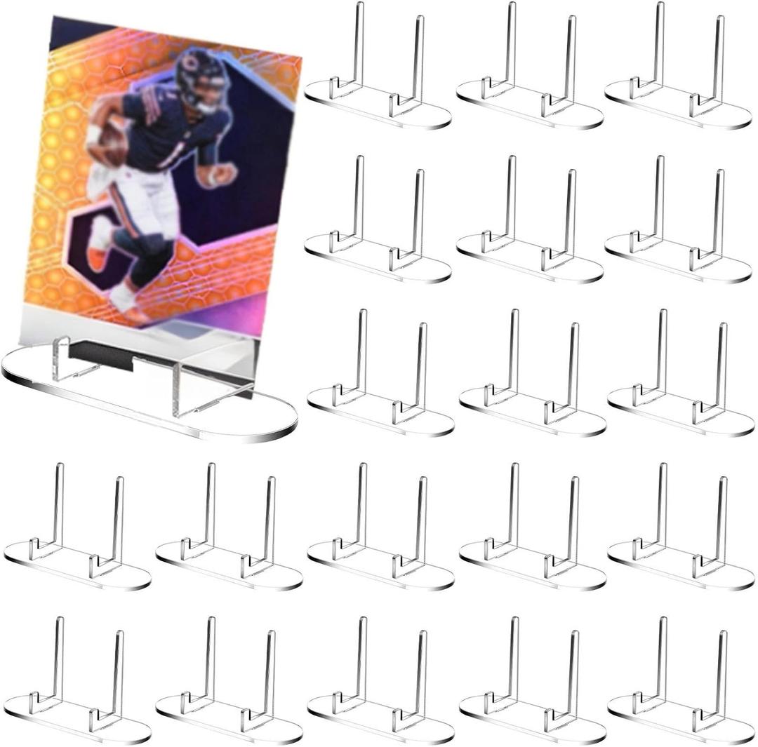 2 x Novabright 20 Pcs Clear Acrylic Trading Card Display Stand Baseball Card Display Table Versatile Easel Picture Holder Stands for Psa Graded Trade Shows Small Items