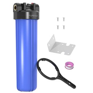 PWB20 Whole House Water Filter Housing, Fits 20” x 4.5” Big Blue Filters, Inline Pre-Filtration System for RV, Home Well and City Water Sediment etc with 1" NPT Port, Pressure Relief Valve