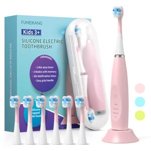Kids Electric Toothbrushes Sonic Rechargeable Tooth Brush Gifts for Boys and Girls Smart Timer Power Toothbrush - 3 4 5 6 7 8 9 10 11 12 (Pink)