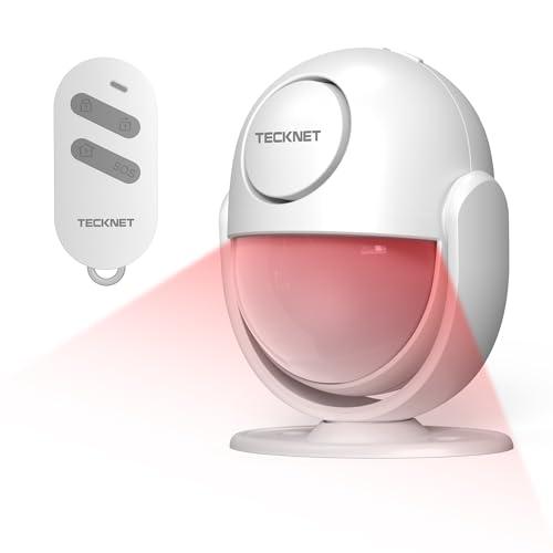 TECKNET 125dB Loud Indoor Motion Sensor Alarm with 328ft Remote Control (40ft PIR Detector, Batteries), Wireless Infrared Motion Sensor, Security Motion Detector with Siren for Home Garage Van