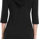 MISSKY Women's Women's Sweatshirt Hooded Dress (Black, M)