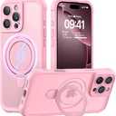 MOCCA Design for iPhone 16 Pro Case with Magnetic Invisible Stand [Full Camera Protection] [Compatible with Magsafe] Military Drop Shockproof Translucent Matte Phone Case Cover 6.3",Pink