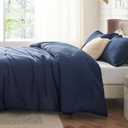 Bedsure Oversized King Comforter Set - Navy Soft Bedding for All Seasons, Cationic Dyed Bed Set, 3 Pieces, 1 Oversized King Size Comforter (120"x98") and 2 Pillow Shams (20"x36"+2")