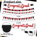 VitalCozy 4 Pcs 49.2 Feet Congrats Grad Banner Class of 2026 Graduation Party Decorations Congrats Grad Garland Triangle Flag Star Glitter Decor for College Graduation Party Supplies(Black and Red)