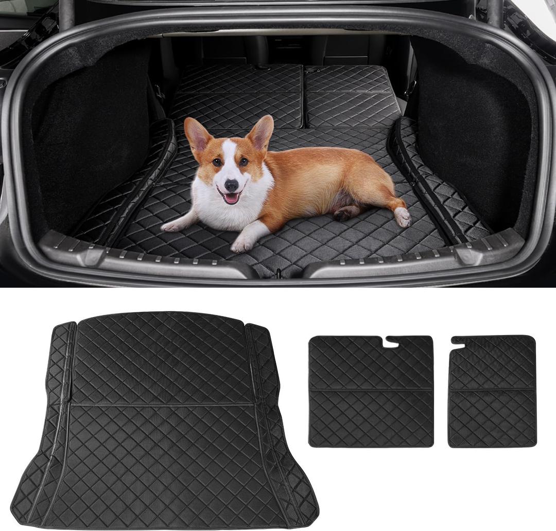 for Tesla Model 3 Highland Trunk Pet Mat Waterproof PU Leather Cargo Liner for Dogs Rear Seat Cover for Tesla Model 3 2024 Version
