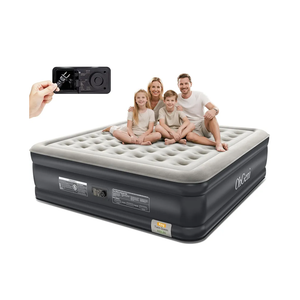 OhGeni King Air Mattress Family Choice Award with Built-in Pump,18'' Comfortable Blow Up Colchones Inflables Mattress for Home,Guests, Portable Air Bed for Adults, Airbed Supports Up to 650 lbs,Black
