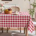 Gingham Tablecloth Rectangle Table, Cotton Linen Fabric Picnic Checkered Table Cloth Farmhouse Washable Wrinkle Free Buffalo Plaid Table Cover for Outdoor Birthday Party, Red, 60x75