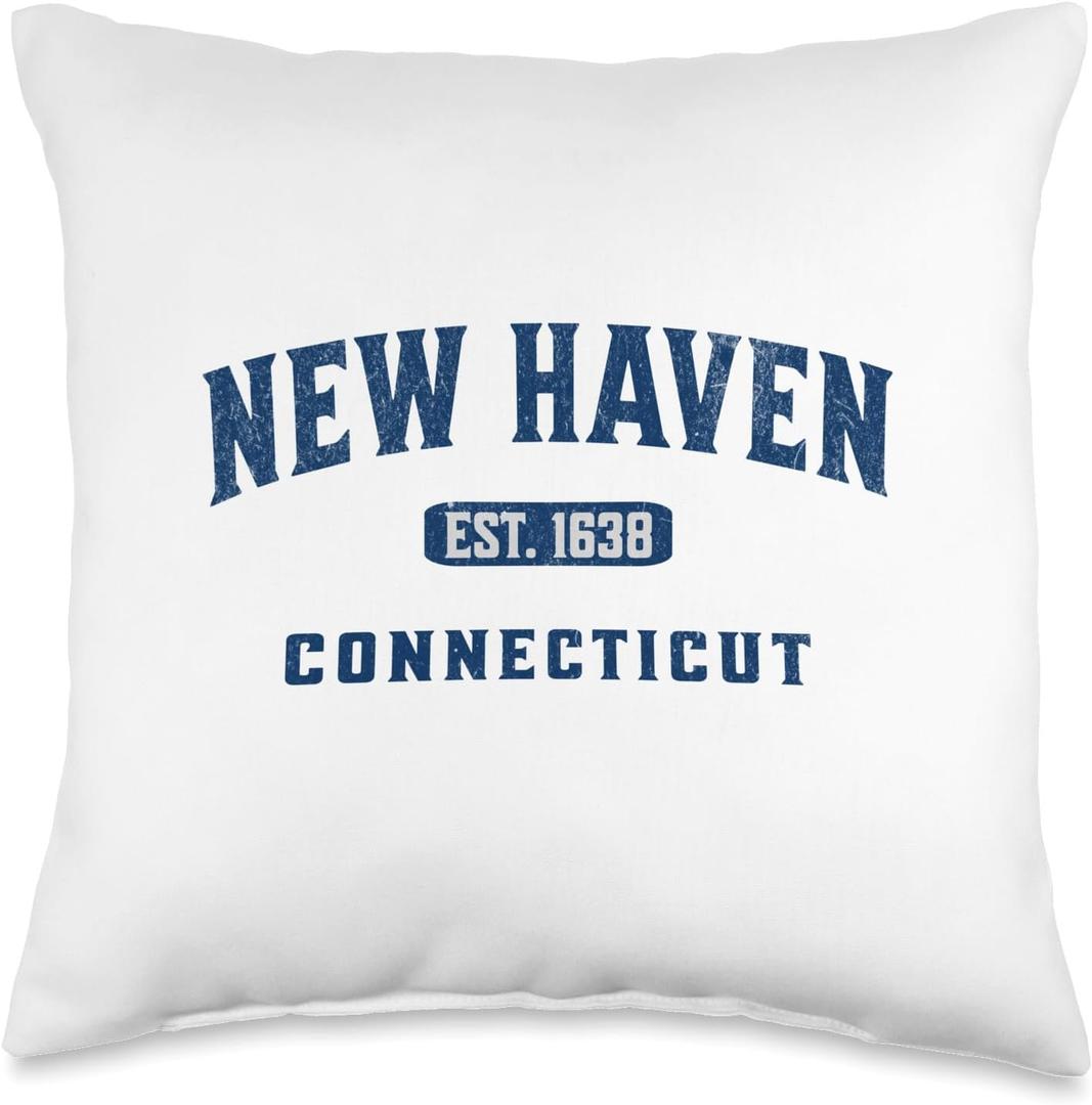 Vintage Athletic CT Souvenir Visit New Haven Connecticut Throw Pillow