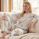 LOOGU Womens Pajama Set Cozy Sweatshirt Casual Jogger Pants Comfy Loungewear for Fall 2 Piece Outfits Clothing, M