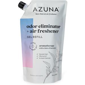 Azuna Air Freshener and Odor Eliminator for Strong Odor Gel 24oz Refill Pouch with Tea Tree Oil | Plant-Based & Long Lasting | Pet, Smoke, Home and Bathroom | Amalfi Breeze | Last 60-90 Days