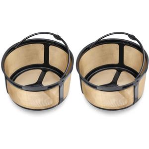 Reusable 8-12 Cup Basket Gold Mesh Coffee Filter for Keurig K-Duo Essentials and K Duo Brewers Machine, Replaces your Paper Coffee Filters, BPA Free (2 Pack)