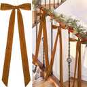 6 Pcs Large Velvet Christmas Bow 10'' x 33'' Pre Tied Velvet Ribbon Bows Wired Christmas Tree Topper for Xmas Garland Home Door Outdoor Decorations(Brown)