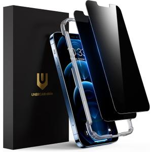 UNBREAKcable Privacy Screen Protector for iPhone 12 Pro Max, Shatterproof Tempered Glass [True 28°Anti Spy] [9H Hardness] [Easy Installation Frame] Black Protector for iPhone 12 Pro Max 6.7" - 2 Pack