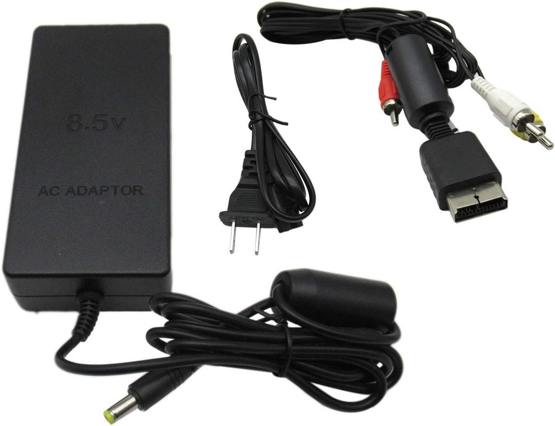 USonline911 AC Adapter Power Supply 8.5v SCPH-70100 +AV Cable for Slim Ps2 Playstation 2 PS2