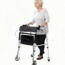 Pacha-steupra Lightweight Walkers for Seniors, Height Adjustable Standard Walker, Foldable Rolling Adult Walker, Medical Walking Mobility Aid with Wheels, Padded Seat, Supports 440 lbs