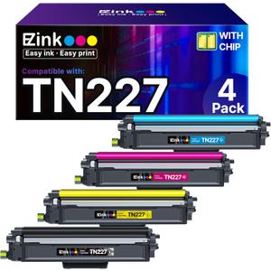 E-Z Ink TN227 Compatible Toner Cartridge Replacement for TN-227BK/C/M/Y High Yield Brother TN227 TN227BK TN223 to use with HL-L3270CDW HL-L3230CDW HL-L3210CW HL-L3290CDW MFC-L3710CDW (4 Pack)