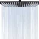 16 Inch Square Rain Shower Head, 304 Stainless Steel, Ultra Thin High Pressure Bathroom Rainfall Showerhead (Matte Black) (324 Jets)