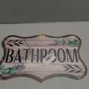 Bathroom Farmhouse Front Door Sign, Rustic Wood Hanger Toilet Restroom Washroom Home Decor, Eucalyptus Leaves Wooden Wreath Indoor Wall Hanging Decoration