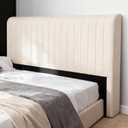 Universal Chenille Boneless Queen Headboard, Modern Compression Upholstered Bed Headboard | No Assembly Required | 5.8" Thickened Freestanding Design, 62.2W x 43.5H x 5.8D, Off-White | No Assembly Required, Chenille Material