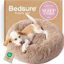 Bedsure Calming Dog Bed for Small Dogs - Donut Washable Small Puppy Bed, 23 inches Anti-Slip Round Fluffy Plush Faux Fur Large Cat Bed, Fits up to 25 lbs Pets, Camel