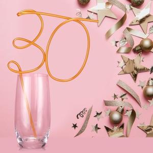 Potchen 30th Birthday Party Gold Straw XL 30th Anniversary Funny Straw Gift Decorations Thirty Millennial Birthday Girl Gift, Bday Drinkware Supplies