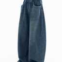 EMMIOL Baggy Jeans Women Wide Leg Y2K Vintage Denim Pants High Rise Boyfriend Dark Wash Pants (S)