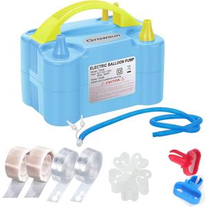 Growsun Balloon Pump Electric 110V 600W Balloon Garland Arch Kit Air Blower Inflator for Party Balloons Decoration Baby Shower Tape Strip Include (Blue)