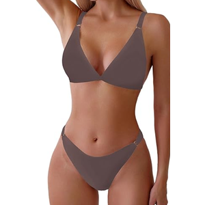 ZAFUL Women's 2 Piece Floral Print Swimsuit Triangle String High Cut Bikini Sets Bathing Suit, Size M